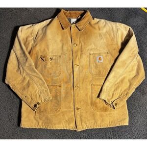 Vtg 1970s Carhartt Chore Jacket Blanket Lined - Tan/Brown  - Size XL/2XL